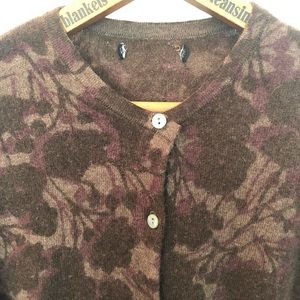Vintage brown flower wool cardigan